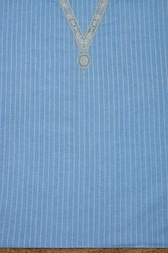 Soch Womens Powder Blue Cotton Embroidered Unstitch Dress Material With Beads