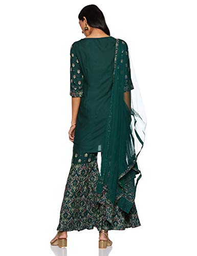 W for Woman Women's Rayon Salwar Suit Set (19AUWS13589-114525_Green_12 (Large))