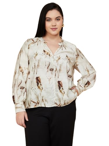 Max Women Printed Blouse (Beige_3XL)