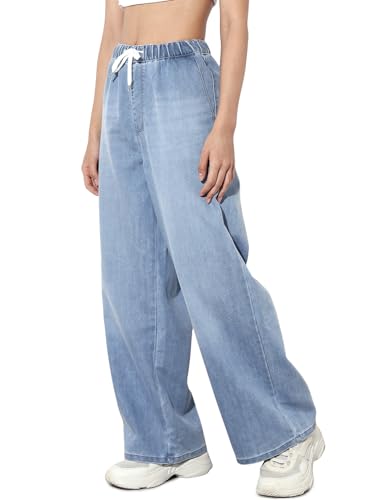 ONLY Women's Loose Fit High Rise Blue Jeans