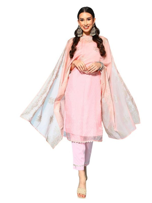 Ahalyaa Women's Polyester Kurta Set (AHKUDUPN-COMBO-473-FF-SS-25_Pink