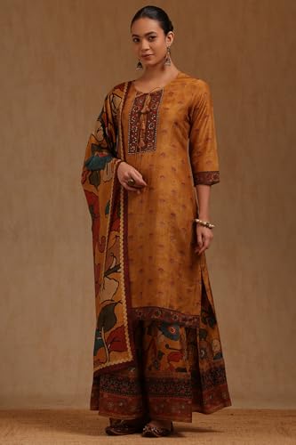 Soch Women's Muslin Salwar Suit Set (EWA5CD22281_Mustard