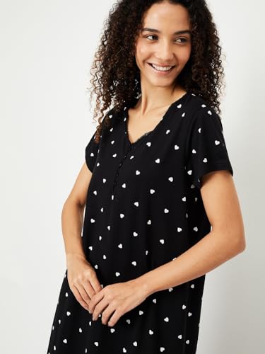 Max Women's Cotton Casual Nightgown (KG1108_Black_L)