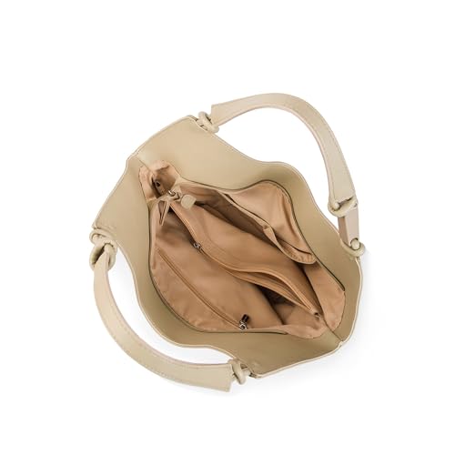 Lino Perros Avril Beige Slouchy Bucket Hobo