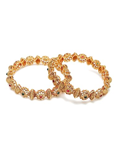 YouBella Traditional Jewellery Gifts Stylish Latest Gold Plated Chudi Kangan Bracelets Bangles Set for Women (2.6)