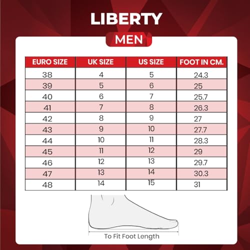 Liberty Healers J757-02 Formal Lacing Derby Shoes for Men with TPR Sole | Comfortable Outsole and Lightweight | Cushioned Footbed | Suitable for Office (Brown 43 EU)