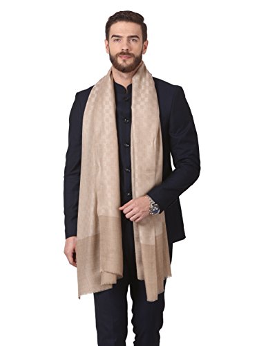Pashtush Jaquard Weave Stole for Men, Fine Wool Stole, Light Weight, Woven Embelished Design, Mens Scarf (Crimson)