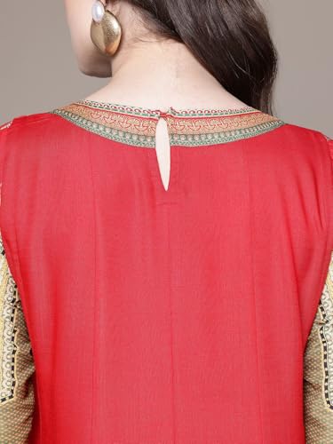 Aarke Ritu Kumar Red Prim Rose Round Neck Kurta With Pant And Dupatta