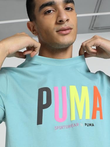 Puma Men's Graphic Print Regular Fit T-Shirt (630789_Porcelain