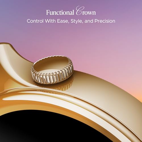 boAt Enigma Daze Women's Luxury Smart Watch w/ 1.3”(3.3cm) AuraVue Display w/ 20% Higher Brightness, Emergency SOS, Female Wellness Tracking, BT Calling, smart Watch for Women Latest (Elegant Gold)