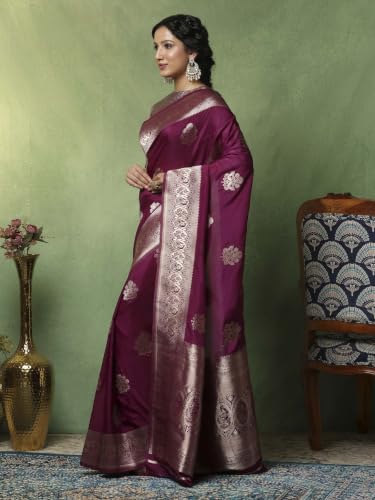 Meena Bazaar Women's Cotton Saree | Soft Lightweight Pure Cotton Saree | Comfortable Traditional Ethnic for Daily, Office, Festival & Casual Occasions