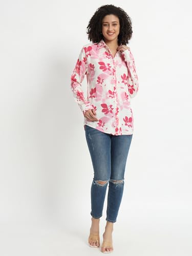 veldress21 Women Classic Stylish Office Shirt - Casual Office Wear (in, Alpha, 3XL, Plus, Pink)