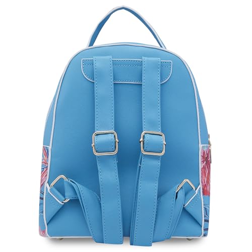 Caprese Renee Casual Backpack, Medium | Stylish Floral Priny Backpack for Women with Adjustable Shoulder Strap & Secure Zip Closure | for Everyday Outings and Travel | The Kiara Collection (Blue)