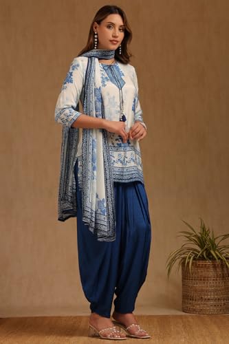 Soch Womens White Muslin Floral Print Suit Set