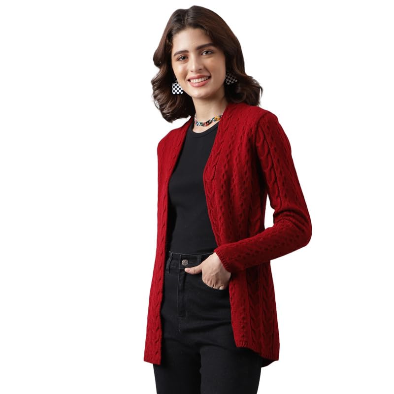 Latin Quarters Women's Red Full Sleeve Shrug_S