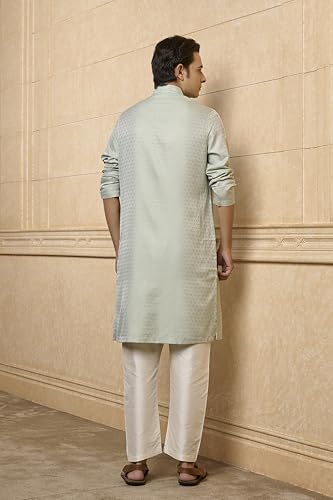 TASVA Light Green Jacquard Kurta Set|Size: L
