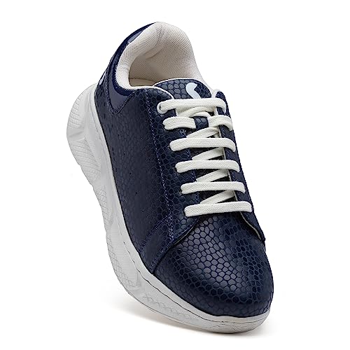 SOLETHREADS Gator | Casual Sneaker Lightweight Cushioned Lace-up Shoes for Women | Blue | 8UK
