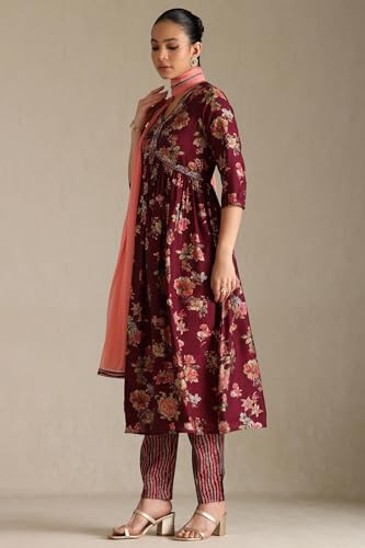 Soch Women's Viscose Blend Salwar Suit Set (EWS5CD21971_Wine