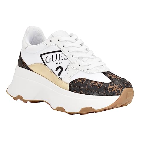Guess Women's Calebb3 Trainers, White Brown 145, 7 UK