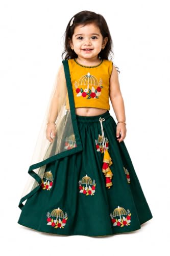 Suzvan Girls Traditional Embroidered Lehenga Choli Dress with Dupatta For baby Girls Dress(8-9 Years)