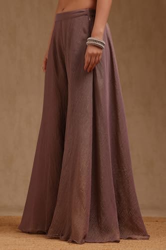 Soch Womens Purple Tissue Embroidered Co-Ord Set With Cutdana
