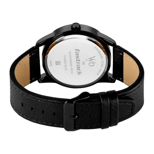 Fastrack Vyb Drift Quartz Analog 3 Hands Burnt Orange Dial Black Leather Strap Watch for Guys - FV30021NL03W