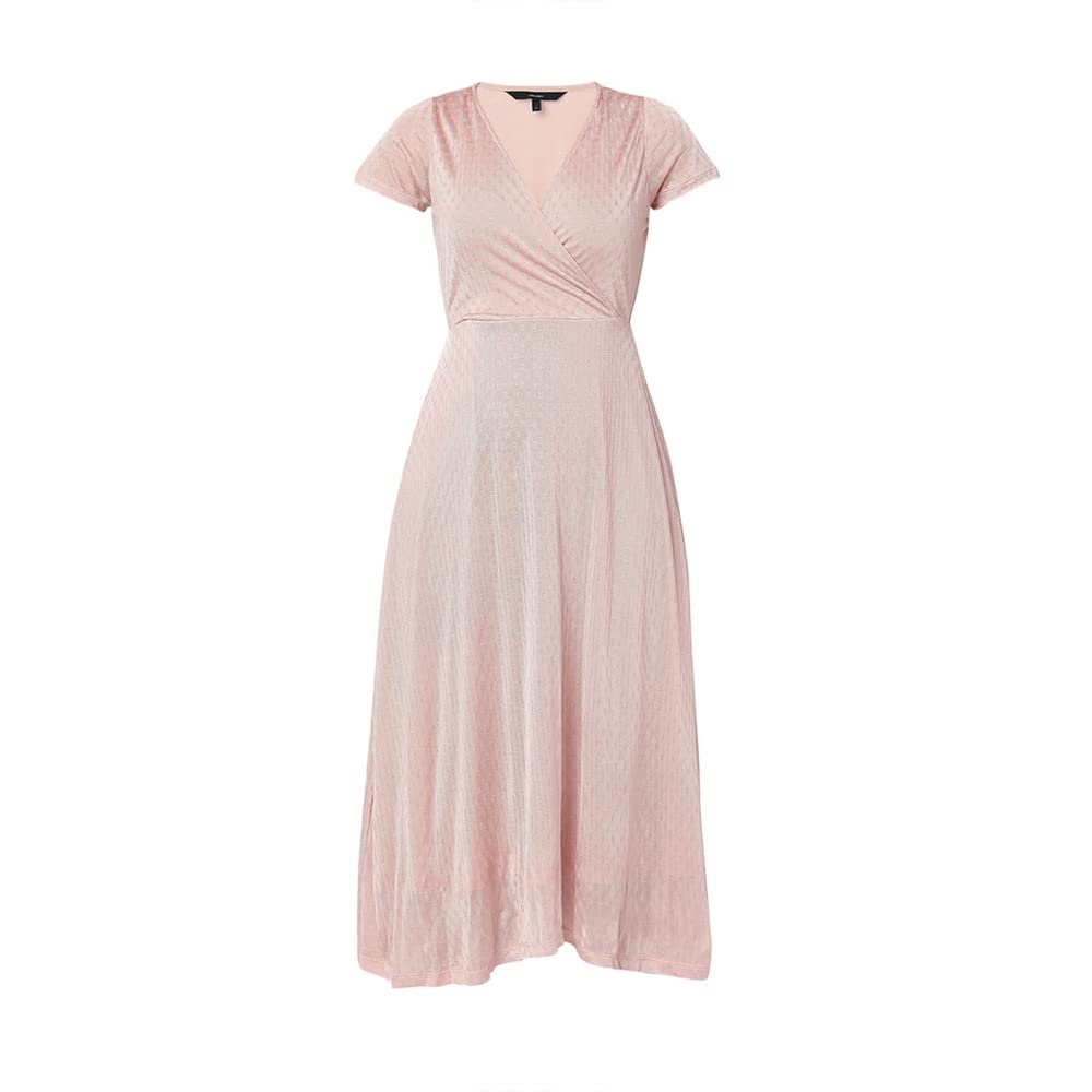 Vero Moda Women's Viscose A-Line Midi Dress (120559901-Misty Rose_Misty XS)