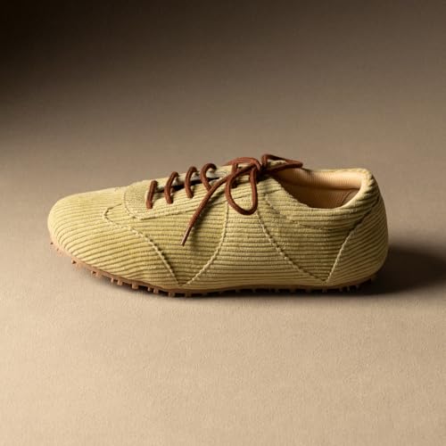 Theater Combat Sage Green Corduroy Sneakers for Women | Cushioned Sole Casual Shoes with Grip Outsole for Long Wear and Daily Comfort