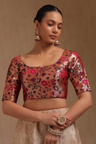Soch Womens Wine Tussar Floral Print Padded Blouse