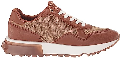 GUESS womens MelanySneaker, Medium Brown Logo Multi, 8