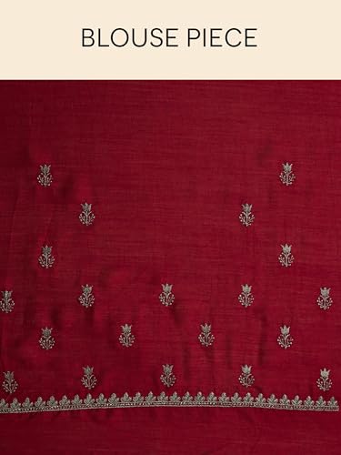 MOHEY Women's Art Silk Stone Work|Zari Saree(Wine)