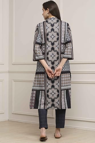 Biba Women Black Polyester Printed Straight Kurta Pants Set_38