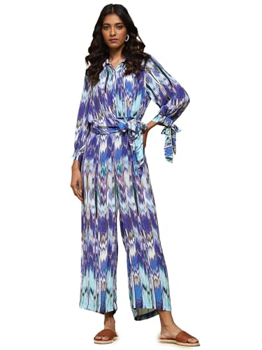 Ritu Kumar Blue Printed Viscose Jumpsuit