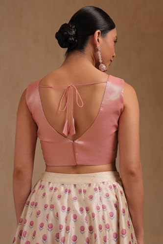 Soch Womens Peach Tussar Chevron Print Padded Blouse