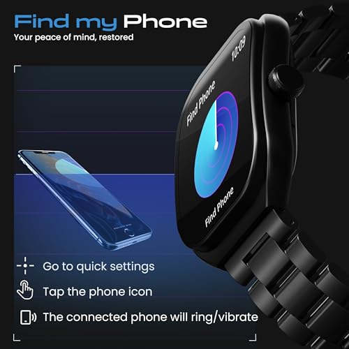 GOBOULT Trail Smart Watch 2.01'' 3D Curved HD Display, BT Calling, Working Crown, 190+Watchfaces, 500 Nits Brightness, AI Voice Assistant, SpO2 Monitoring, 120+ Sports Mode (Metal Black)