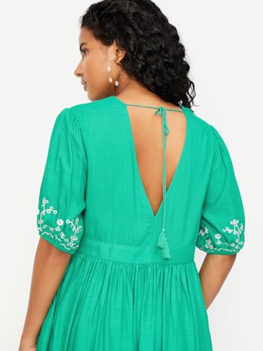 max Women's Rayon A-Line Midi Dress (Green)