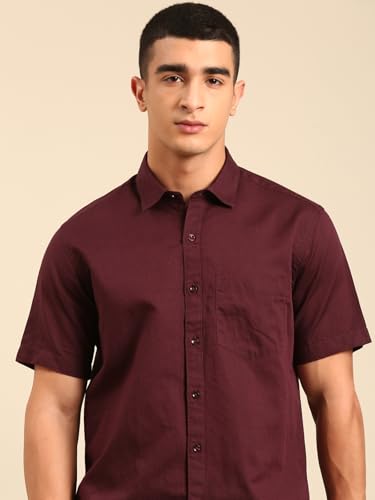 Cavallo by Linen Club Half Sleeve Solid Regular Fit Linen Casual Shirt