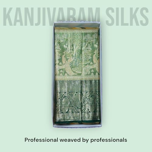 VFCollections Women's Traditional Handloom Kanchipuram Silk Pure Pattu Sarees | Rich Zari Woven Design | Unstitched Blouse (VFC040-1), Purple