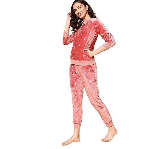 Sweet Dreams Womens Polka Dots Pyjama Set Pink