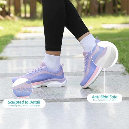 YOHO RushHour Dynamiq™ Sports Shoes for Women |Cushioned Insole, Stylish, Casual & Sneakers for Ladies | Lightweight, Anti-Skid Shoe for Gym, Walking & Running-1800 | Light Blue - UK 6