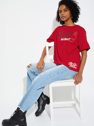 Max URB_N Women Oversized The Devil Wears Prada T-Shirt (Red_S)