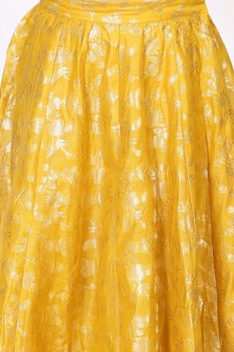 W for Woman Yellow Floral Jacquard Flared Skirt - (W50510-314474-M)