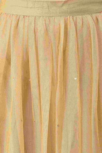 W for Woman Gold Solid Sequined Flared Mesh Skirt (W50471-218220-S)