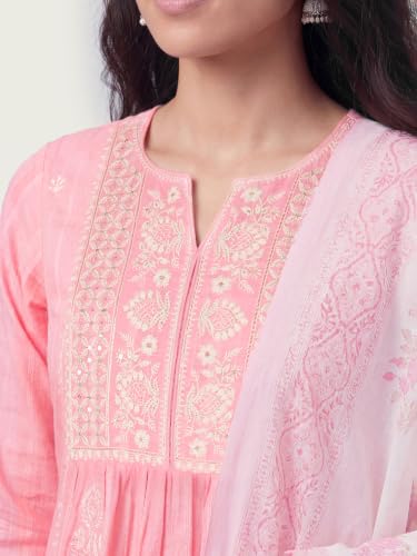 Max Women Embroidered A-line Kurta Set(Pink_XL)