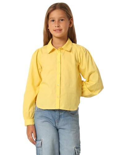VERO MODA Girls Solid Cotton Yellow Shirt