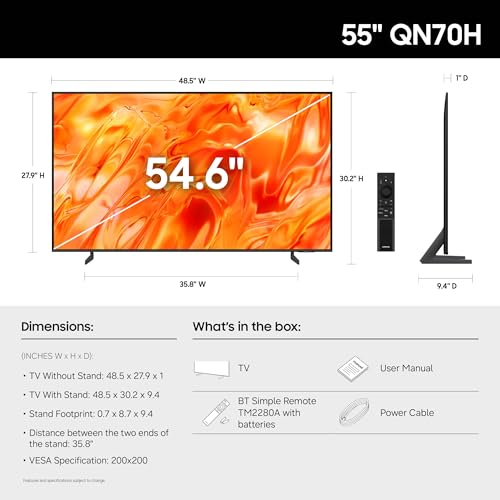 Samsung 55-Inch Class Neo QLED QN70H (2026 Model, 55Q70H) Quantum Mini LED, 100% Color Volume with Quantum Dot, NQ4 AI Processor, 4K Upscaling, Color Booster Pro, AI Sound Controller, Alexa Built-in
