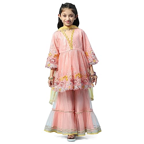 BIBA Girls Polyester Printed Kurta With Pant (Kw5537_Fuchsia_5), 5-6 Years