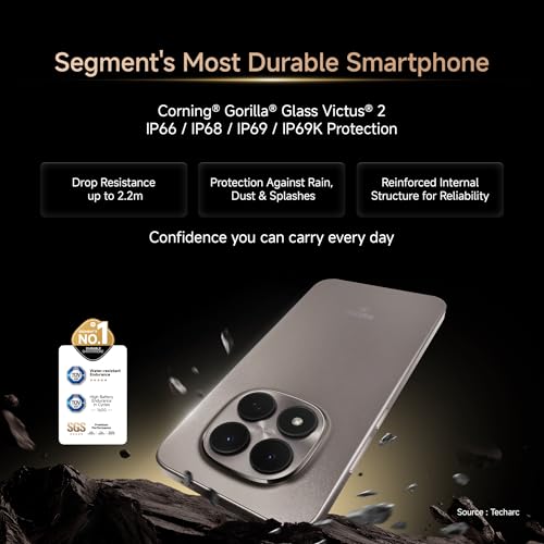 REDMI Note 15 Pro 5G (Carbon Black, 8GB+256GB) | 200MasterPixel OIS Camera | Dimensity 7400-Ultra | 17.3cm CrystalRes AMOLED Screen | IP66/68/69/69K | Mega 6580mAh Si/C Battery | 45W Fast Charging