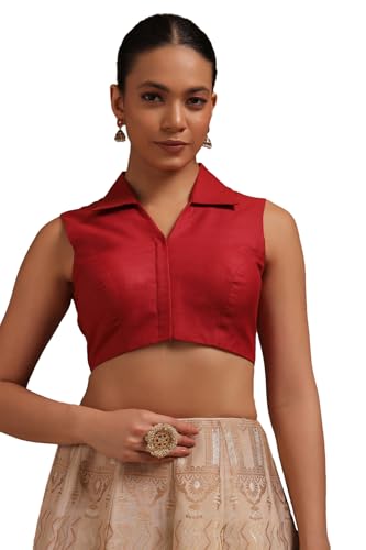 Soch Womens Maroon Linen Solid Padded Blouse