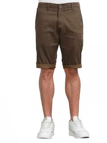 BEEVEE Men’s Casual Brown Printed Cotton Lycra Shorts | Mid Rise, Knee Length, 4 Pockets, Drawstring Closure, Regular Fit